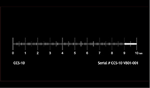 LCS-10 Micro-Tec scala lineare lineare da 10 mm, 1, 0,1, 0,01 mm div., Si / Cr, opaco