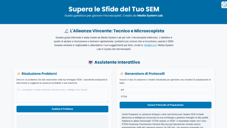 microscopia elettronica, supporto ai microscopisti, sem, microscopio elettronico a scansione